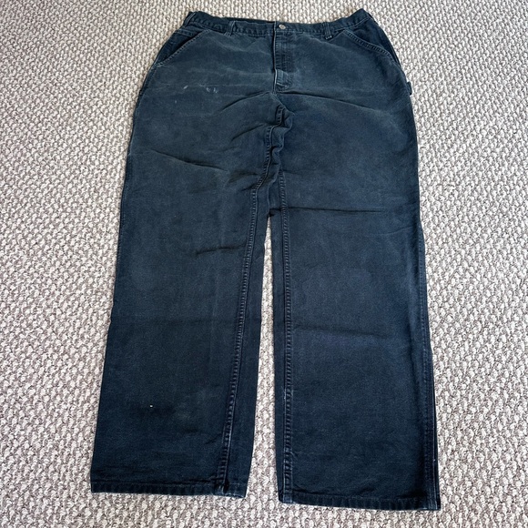 Vintage Carhartt B11 Black Work Pants Men’s 38x32 Baggy Faded - Picture 2 of 8